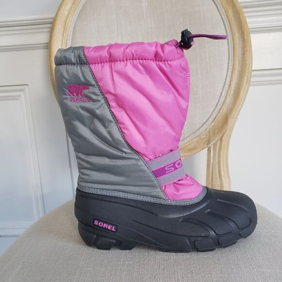 NEW SOREL Big Girl Sz 6 Pink Grey Cub Waterproof Insulated Duck Snow Winter Boot - Picture 3 of 14